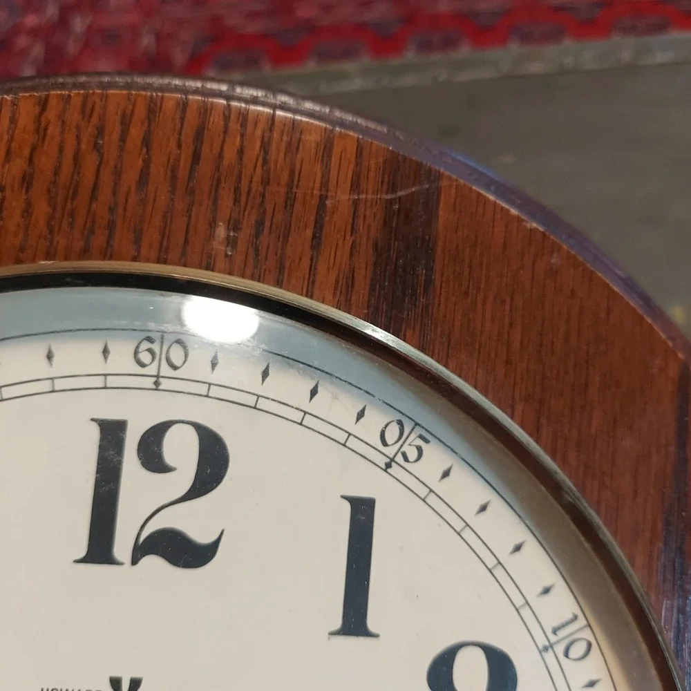 Howard Miller Wall Clock 612-605 Wood Frame Quartz Analog Brown Vintage 11.5in